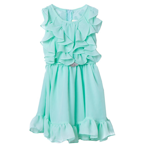 Petite Adele Little Girls Mint Tiered Chiffon Ruffled Easter Dress 2-6 - SophiasStyle.com